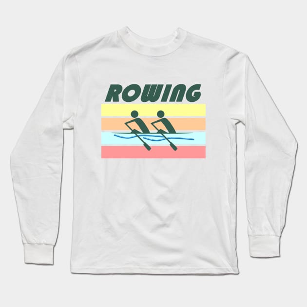 Sculling Double Rowing - Color No Border Long Sleeve T-Shirt by HRA Spirit Store